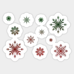 Red Green Christmas Ombre Faux Glitter Snowflakes Sticker